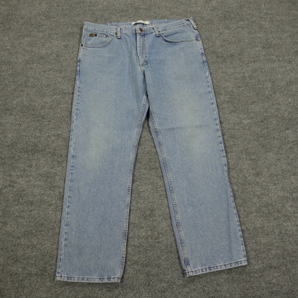 Lee Jeans Mens 40x32 Blue Regular Fit Straight Leg Light Wash Denim